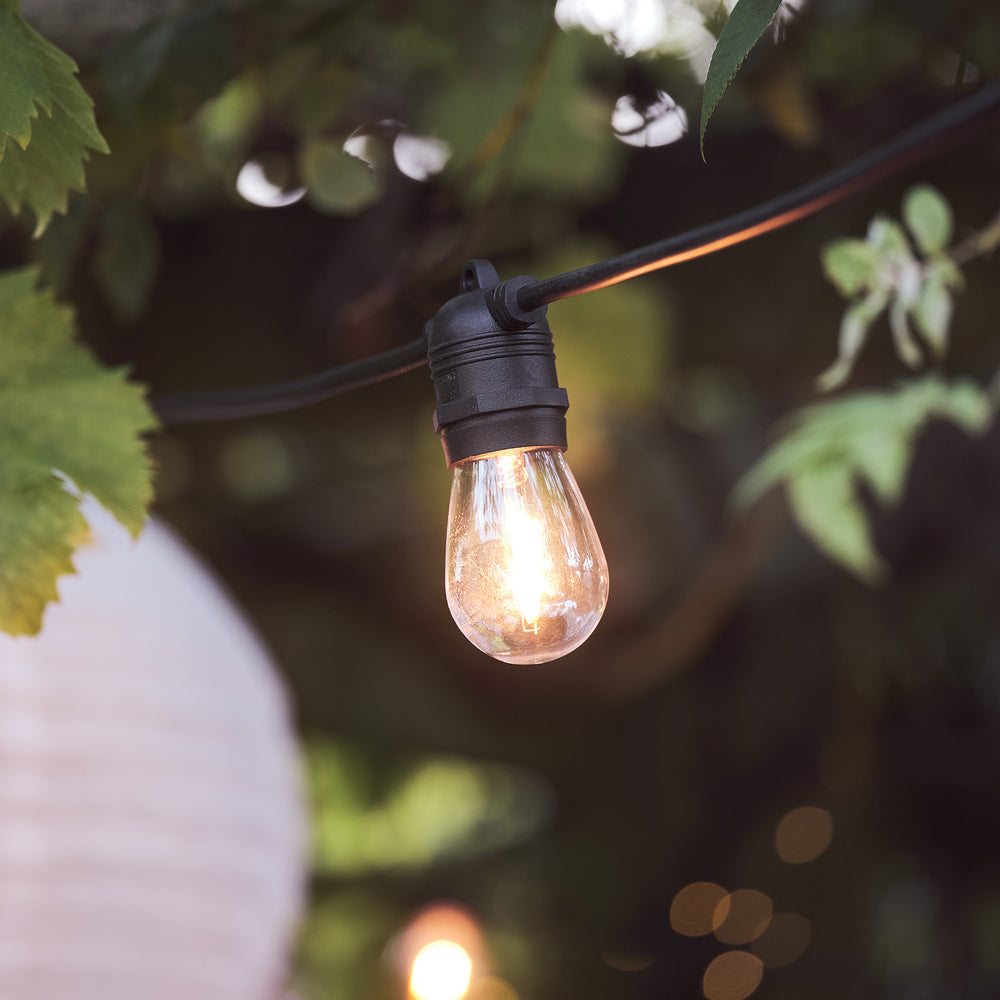 Ultimate Connect 20m 40er LED Lichterkette Glühbirnen warmweiß koppelbar schwarzes Kabel