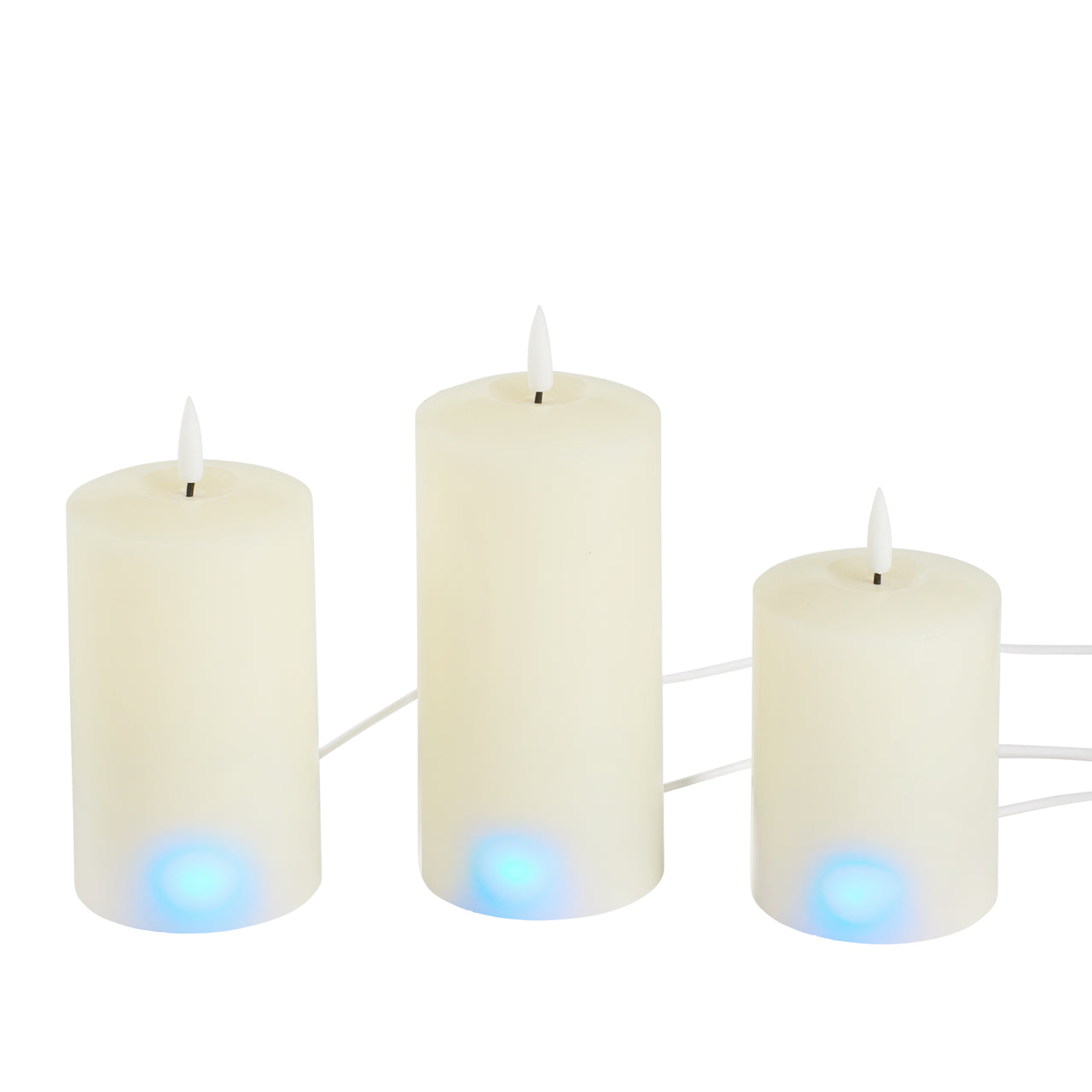 TruGlow® LED Kerzen Echtwachs Trio elfenbeinfarben wiederaufladbar