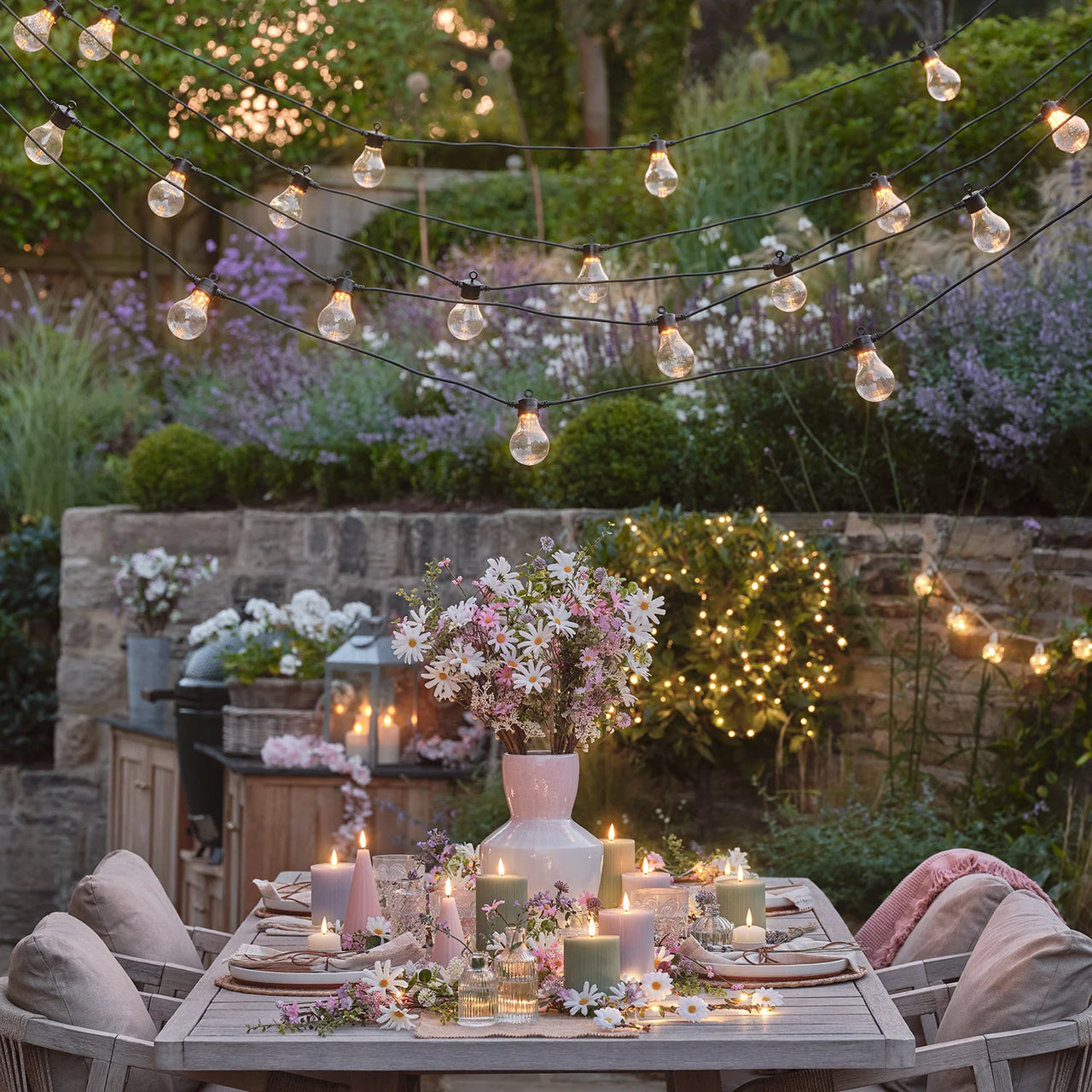 3er Set TruGlow® LED-Stumpenkerzen salbeigrün