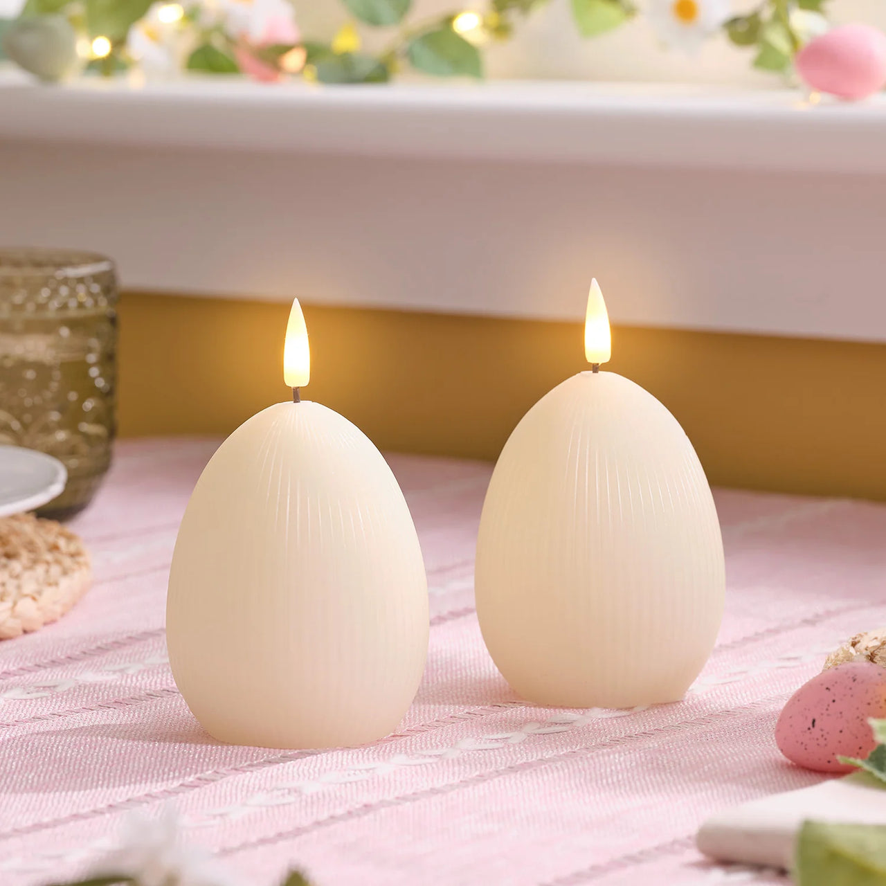 LED-Eierkerzen 2er Set TruGlow® Elfenbein