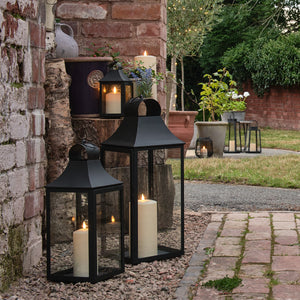 3er Set Albury Gartenlaternen mit TruGlow® Outdoor Kerzen, Mattschwarz