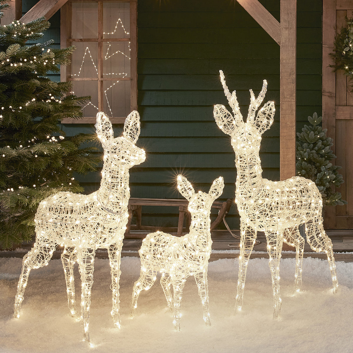 3er Set Bicolor LED-Rentierfamilie L Swinsty
