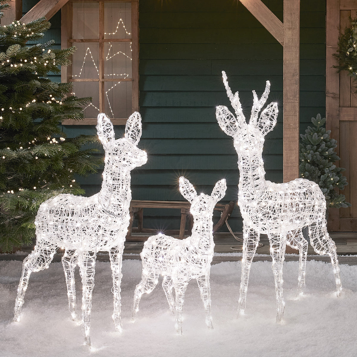 3er Set Bicolor LED-Rentierfamilie L Swinsty