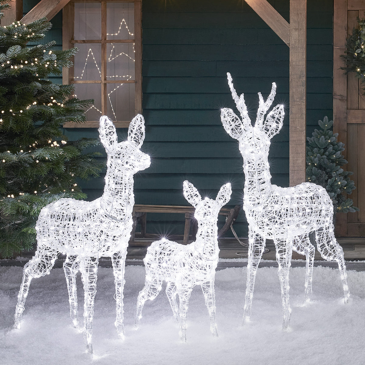 3er Set Bicolor LED-Rentierfamilie L Swinsty