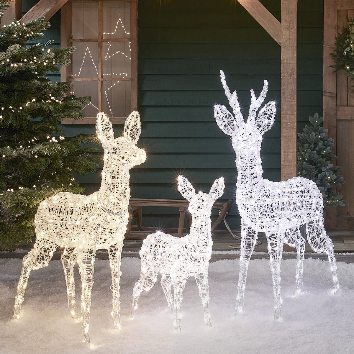3er Set Bicolor LED-Rentierfamilie L Swinsty