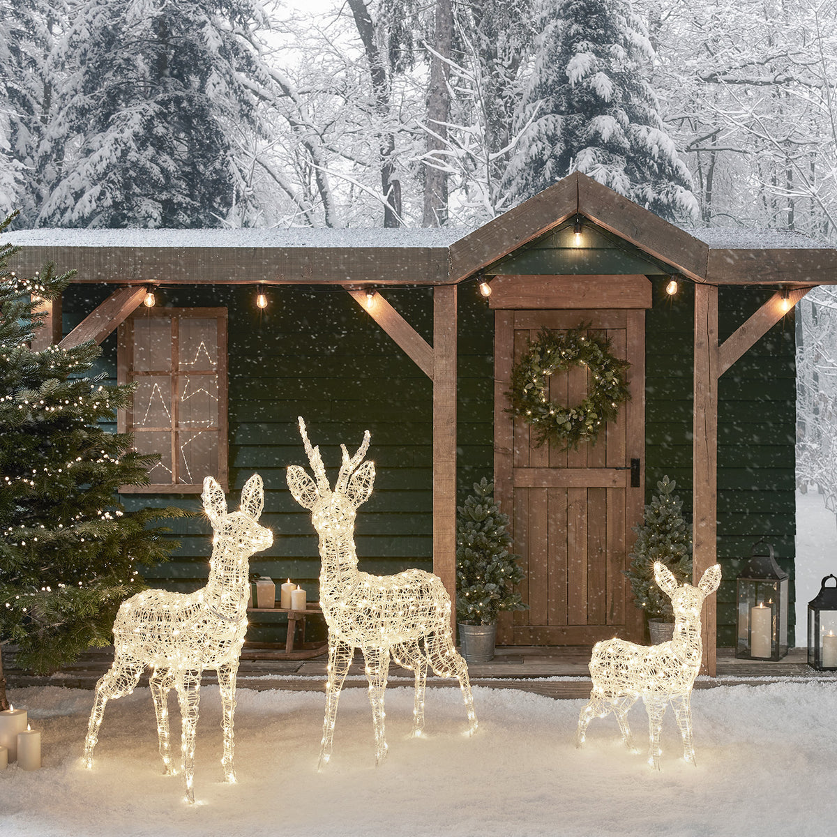 3er Set Bicolor LED-Rentierfamilie L Swinsty