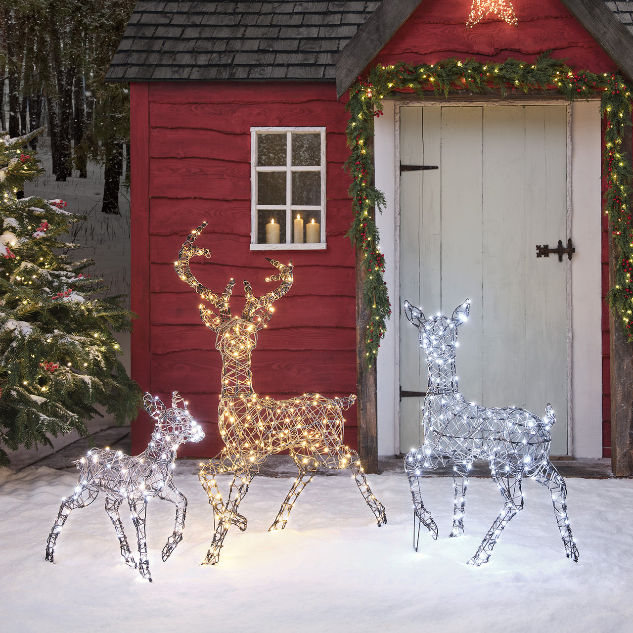 3er Set Solar-LED-Rentierfamilie L Studley