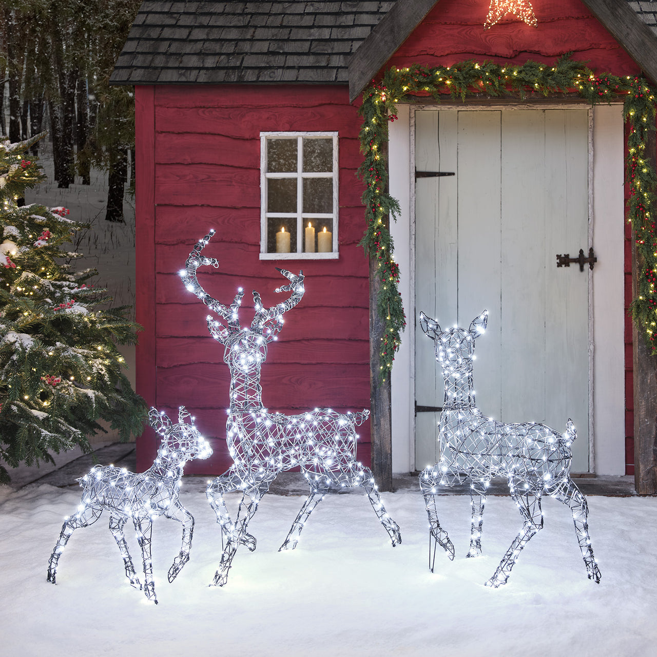 3er Set Solar-LED-Rentierfamilie L Studley
