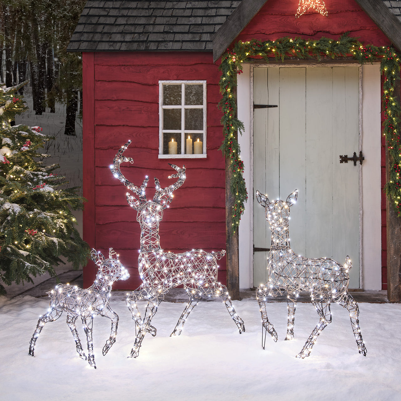 3er Set Solar-LED-Rentierfamilie L Studley