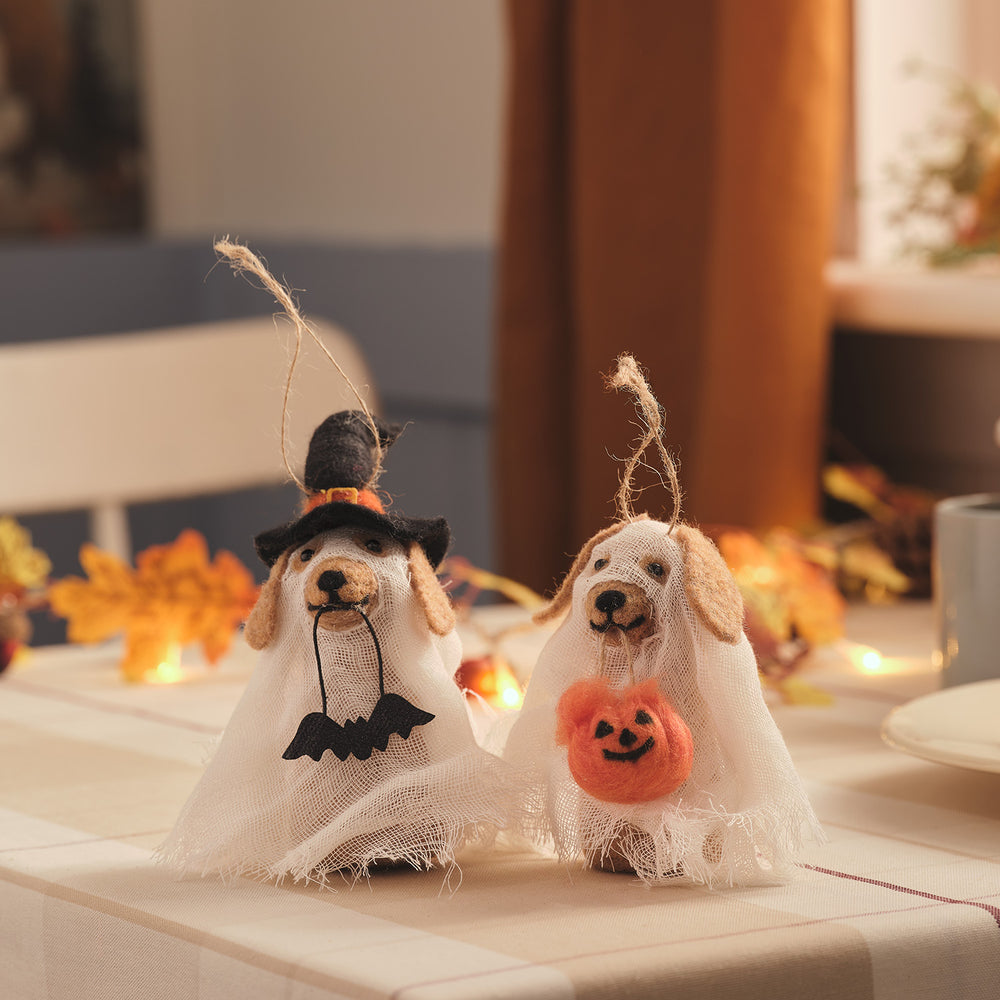 Gordie & George Halloween Hunde-Deko-Set mit Filzbaum