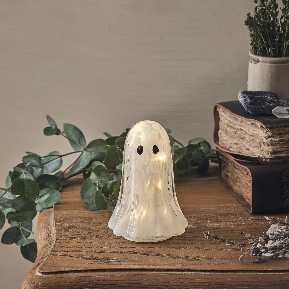 Gertie LED-Halloween-Geist-Deko aus Konfettiglas - klein
