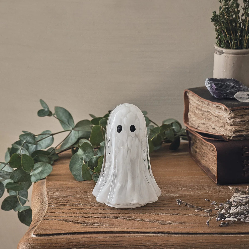 Gertie LED-Halloween-Geist-Deko aus Konfettiglas - klein