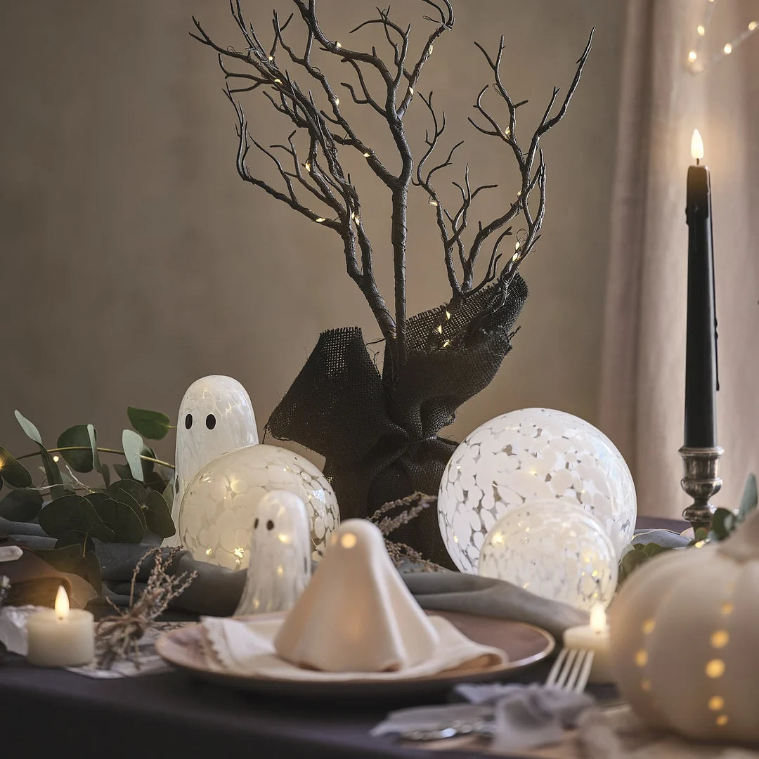 Gertie LED-Halloween-Geist-Deko aus Konfettiglas - klein