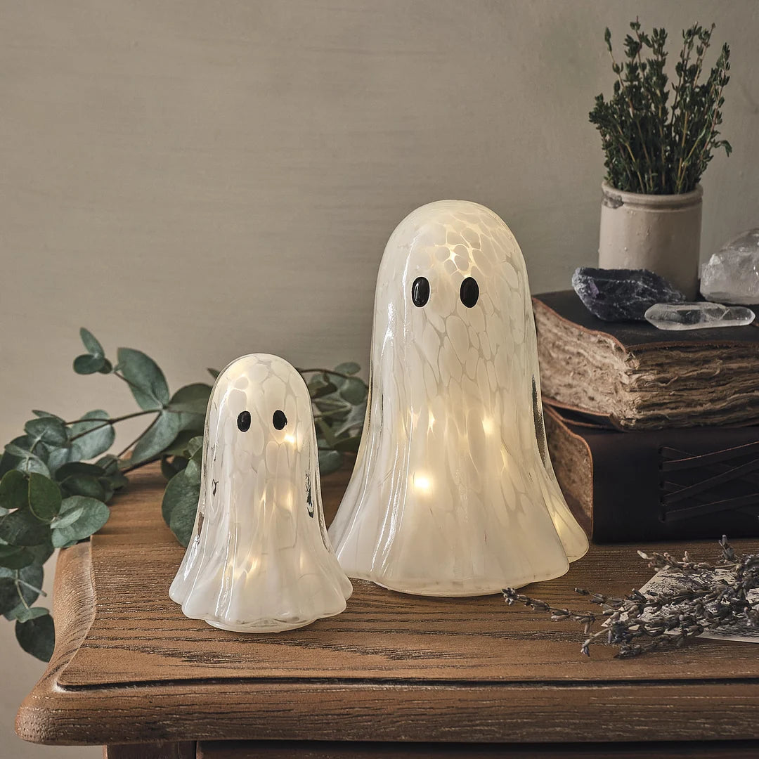 Gertie LED-Halloween-Geist-Deko aus Konfettiglas - klein