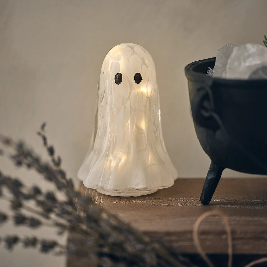 Gertie LED-Halloween-Geist-Deko aus Konfettiglas - klein