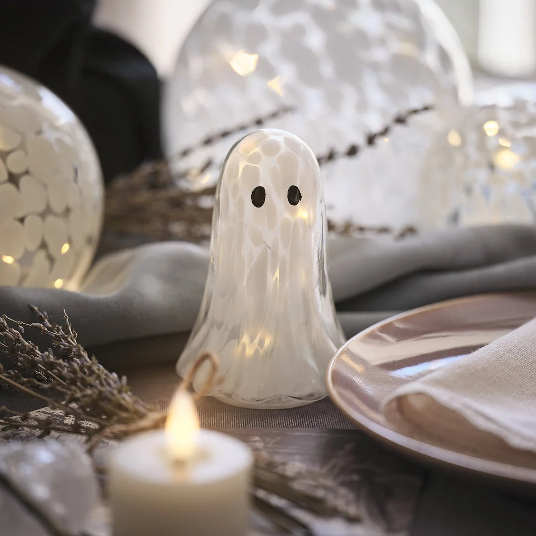 Gertie LED-Halloween-Geist-Deko aus Konfettiglas - klein