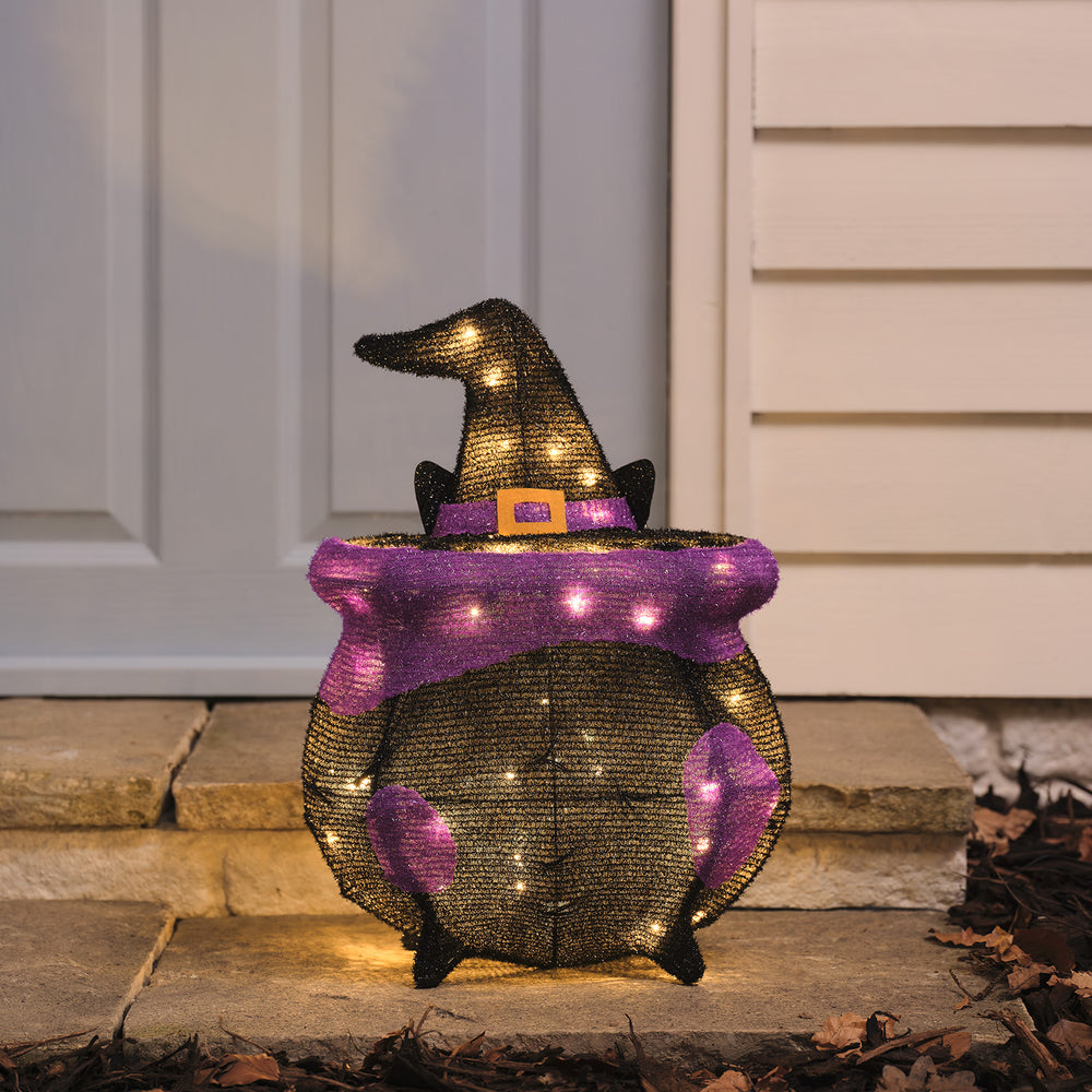 "Katze im Kessel" LED-Halloween-Figur für den Außenbereich