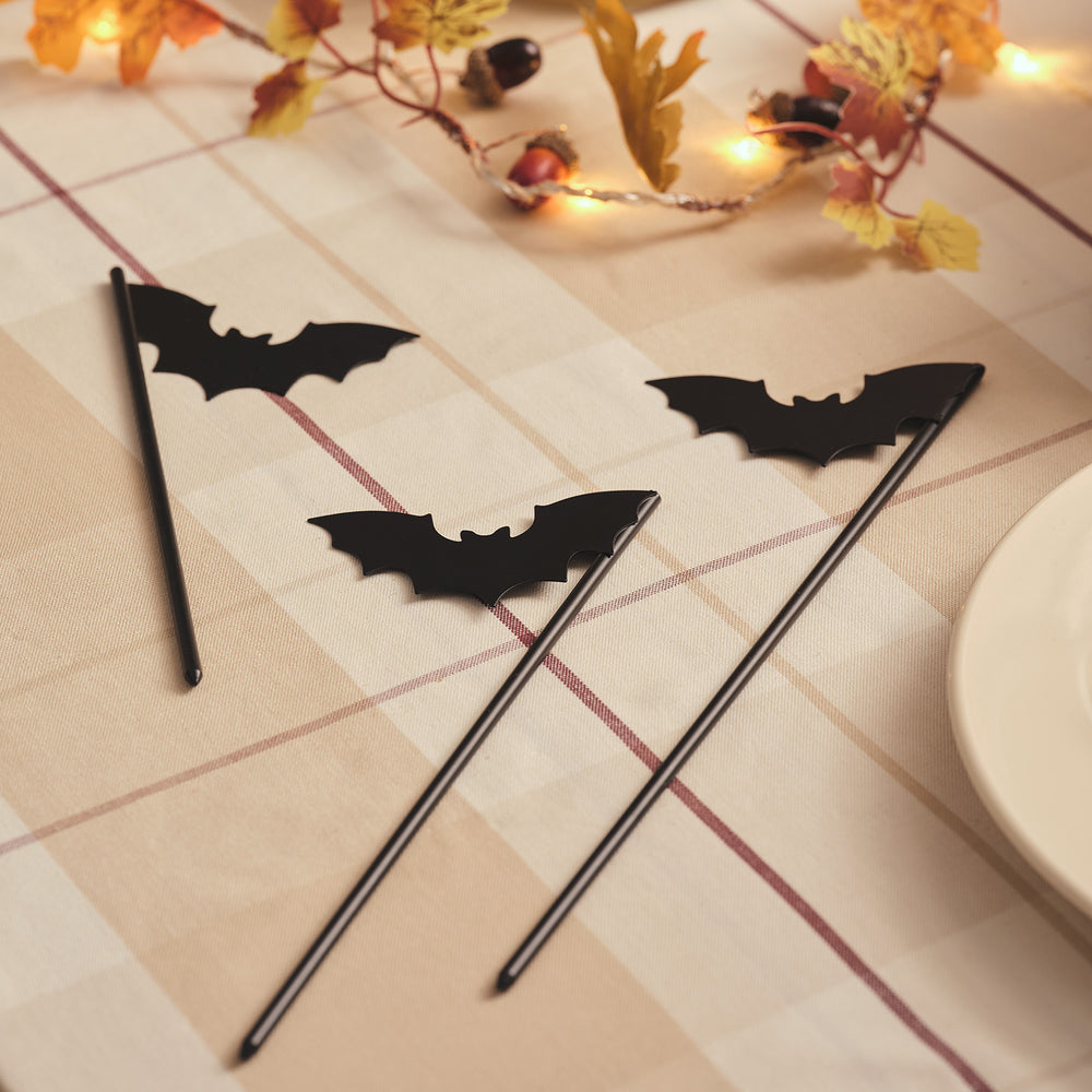 3er Set Halloween Fledermaus Gartenstecker in Schwarz