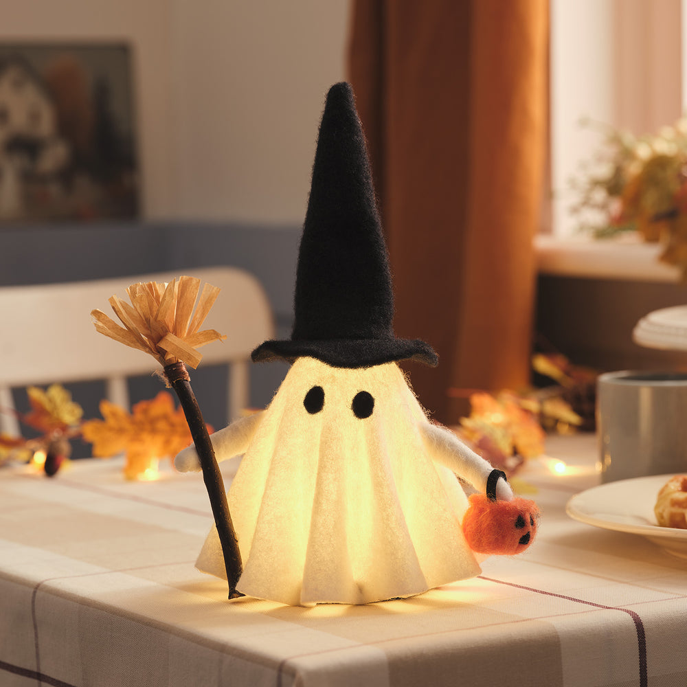Gloria der Geist LED-Halloween Deko mit Hexenhut und Korb