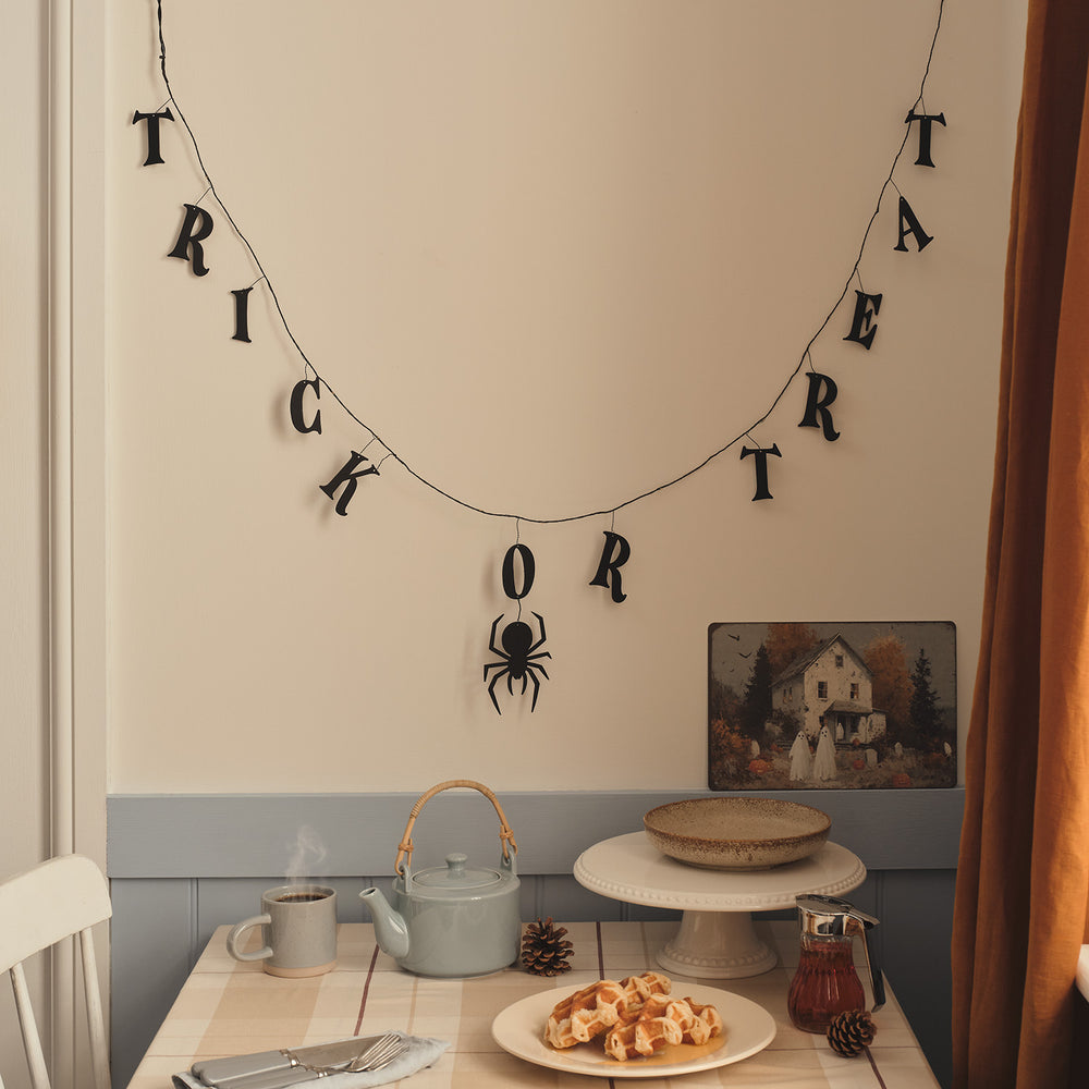 1,6 m "Trick or Treat" Halloween LED-Mikro-Girlande mit Timer & Spinne