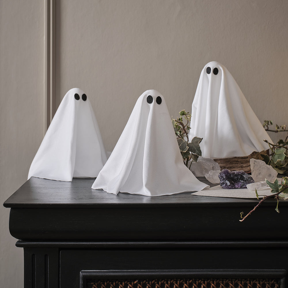 3er Set Mini LED-Halloween-Geister mit 6h-Timer unbeleuchtet