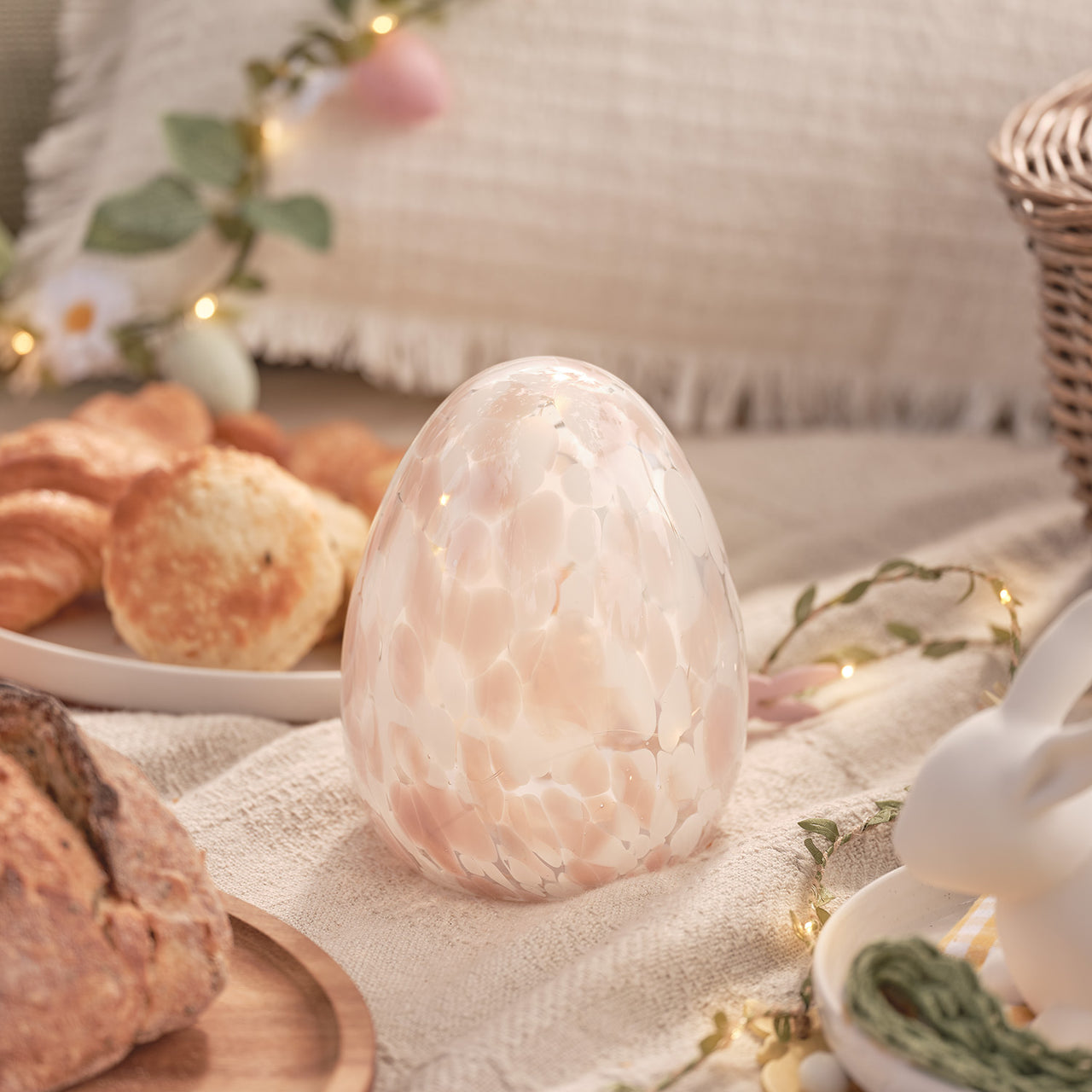 LED-Osterei aus Konfetti-Glas batteriebetrieben pastellrosa