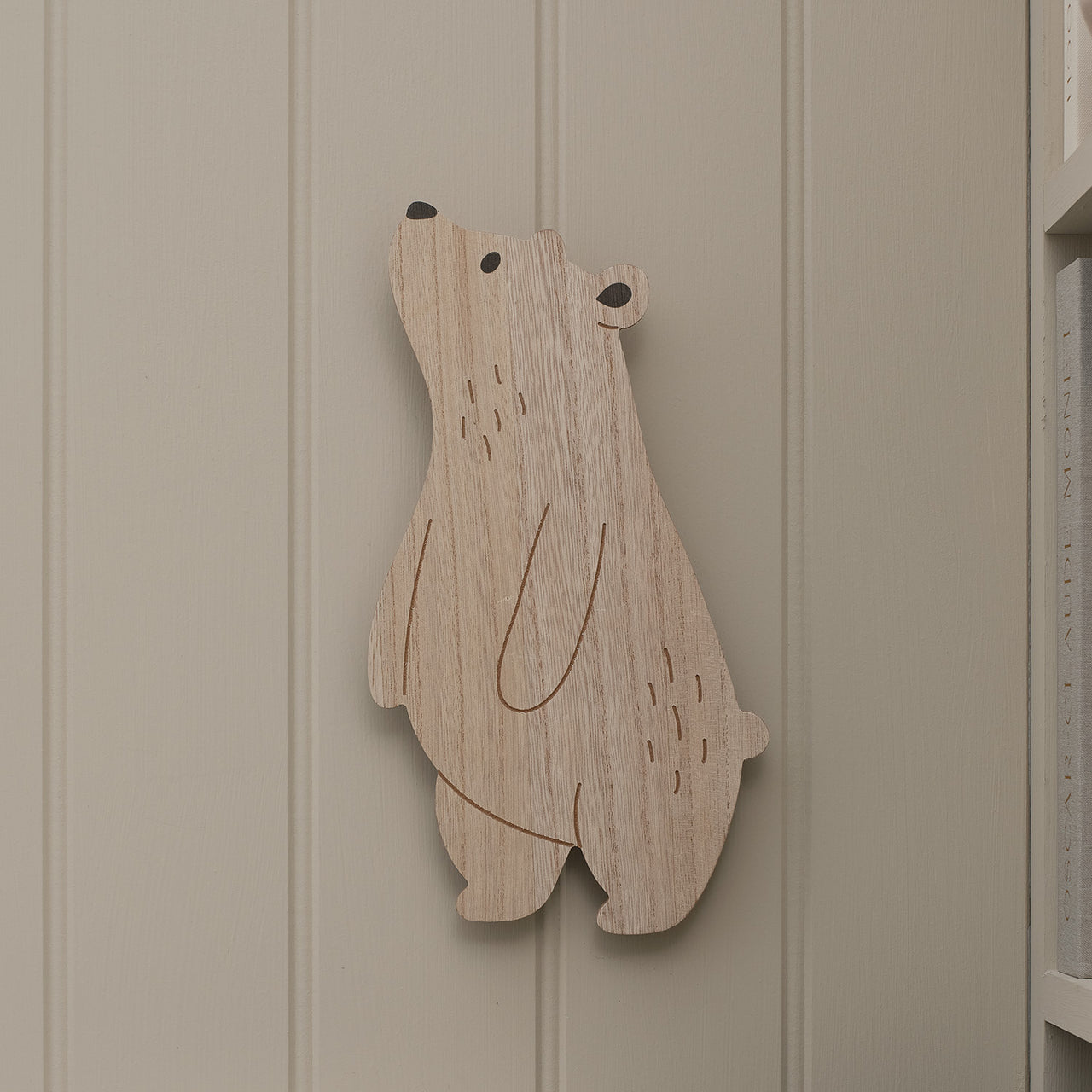 Neugieriger Bär Wandlampe fürs Kinderzimmer mit Fernbedienung in Warmweiß
