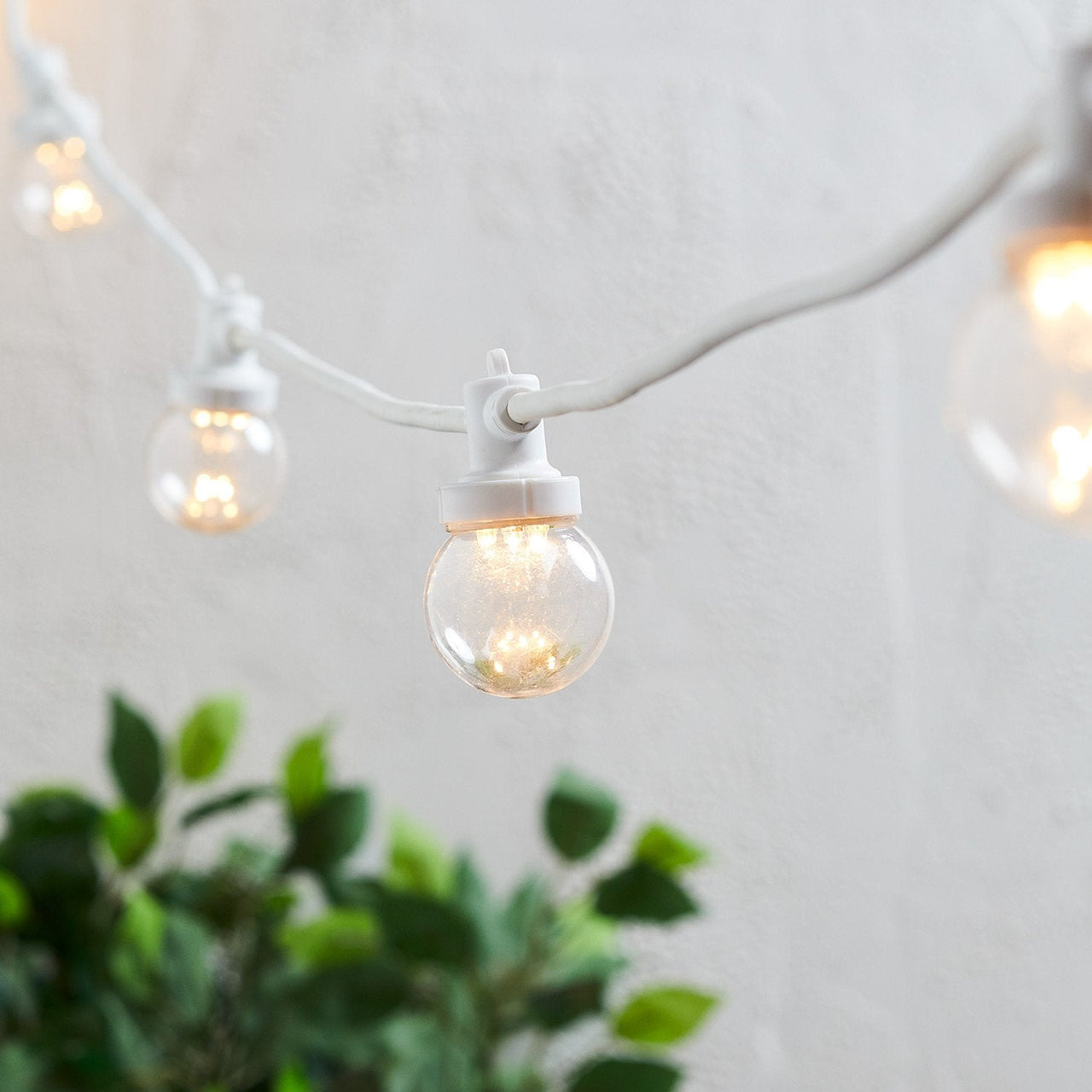 Pro Connect von 105m 210er Party Lichterkette warmweiß transparente Birnen koppelbar weißes Kabel