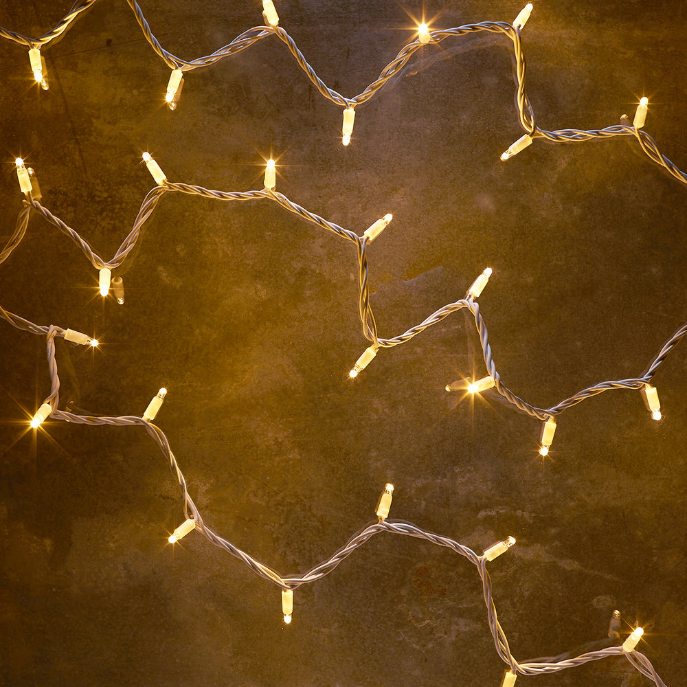 Pro Connect 5m 50er LED Lichterkette warmweiß koppelbar weißes Kabel IP67