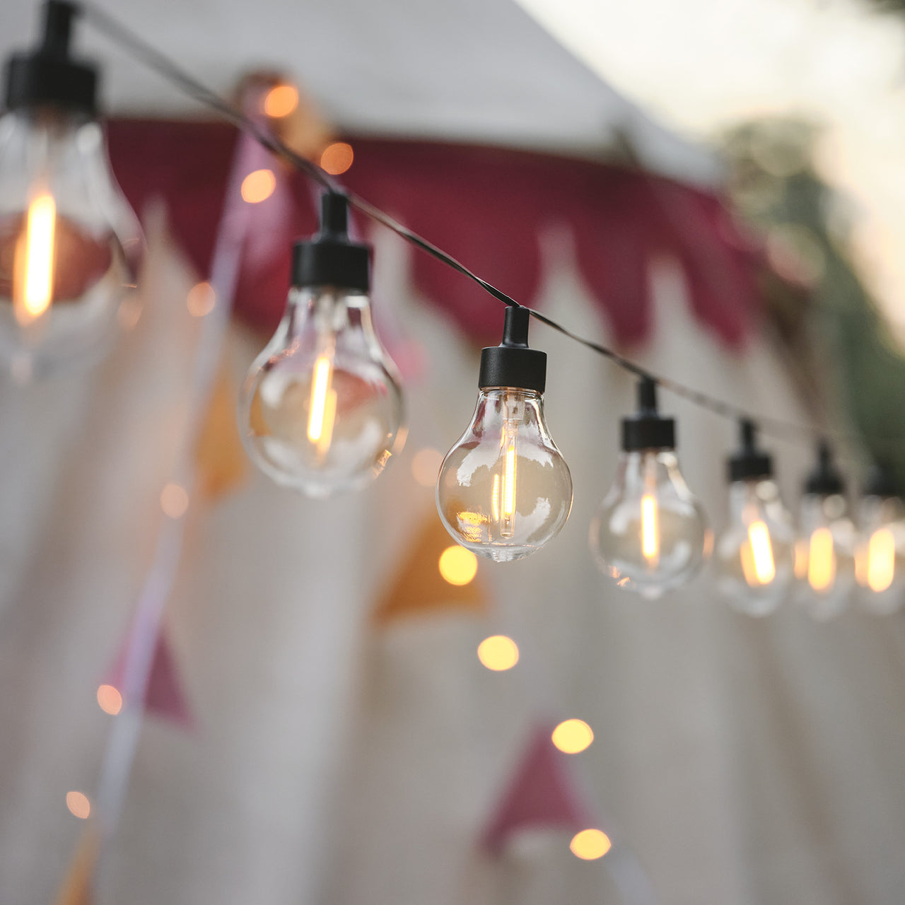 20er LED Solar Party Lichterkette Retro