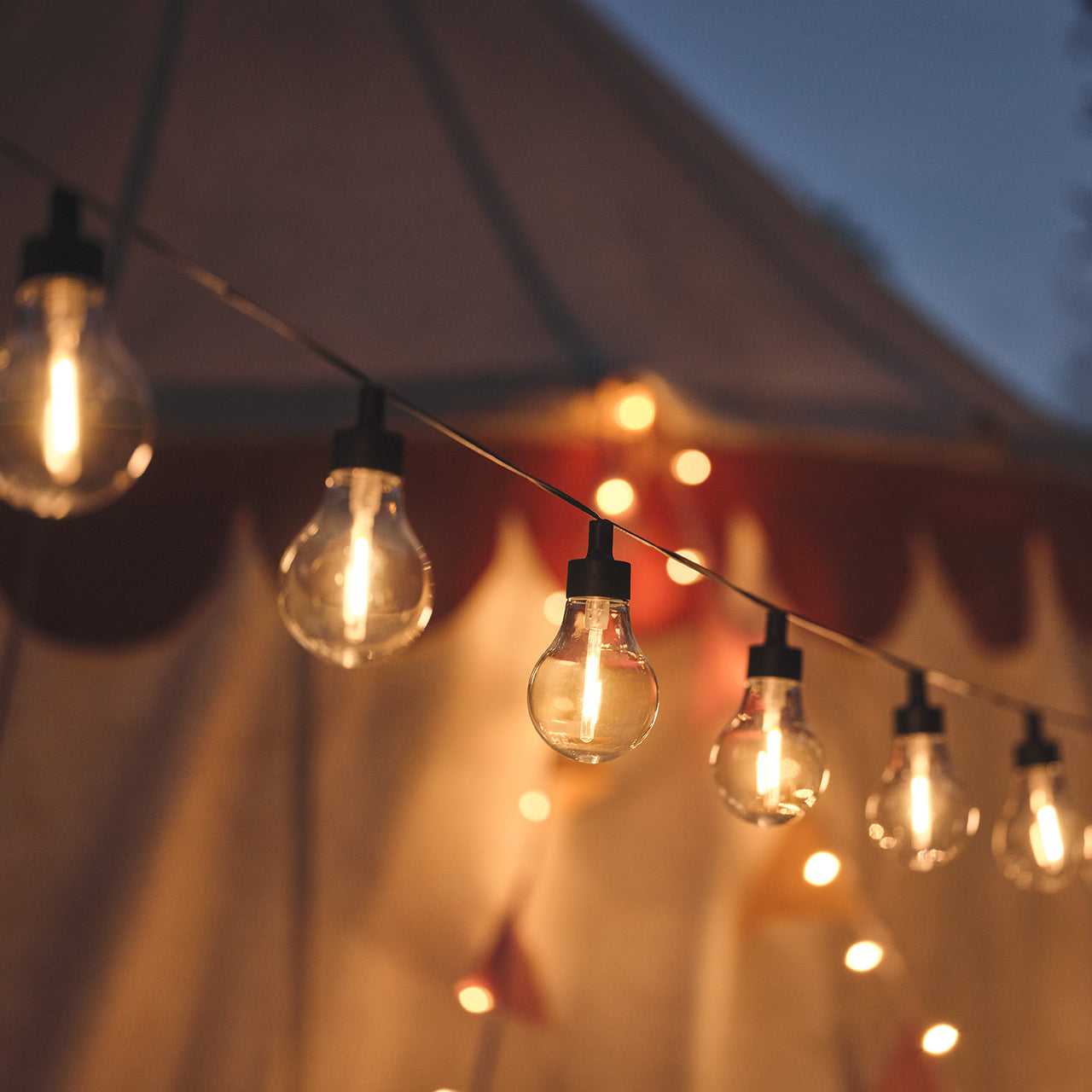 20er LED Solar Party Lichterkette Retro