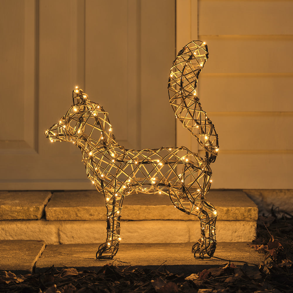 Sherwood Rattan LED-Fuchs mit 100 LEDs & Timer beleuchtet abends