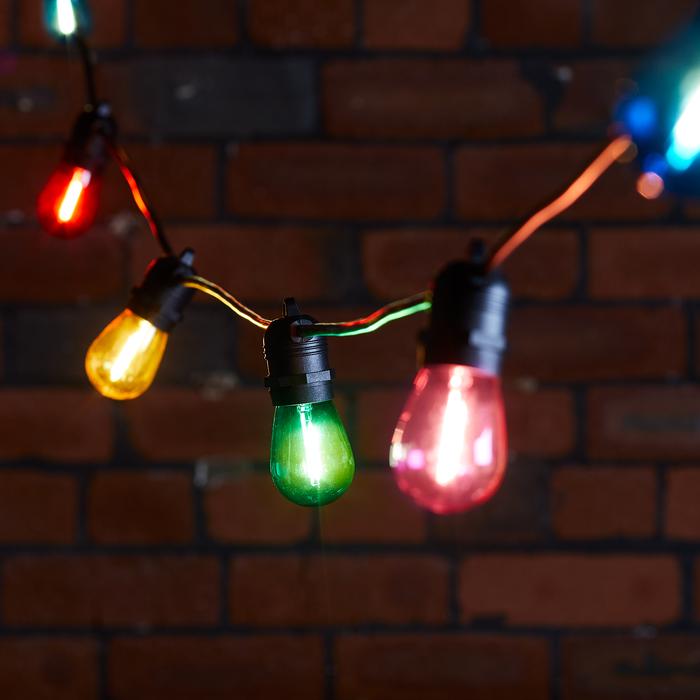 Ultimate Connect 25m 50er LED Lichterkette Glühbirnen bunt koppelbar schwarzes Kabel