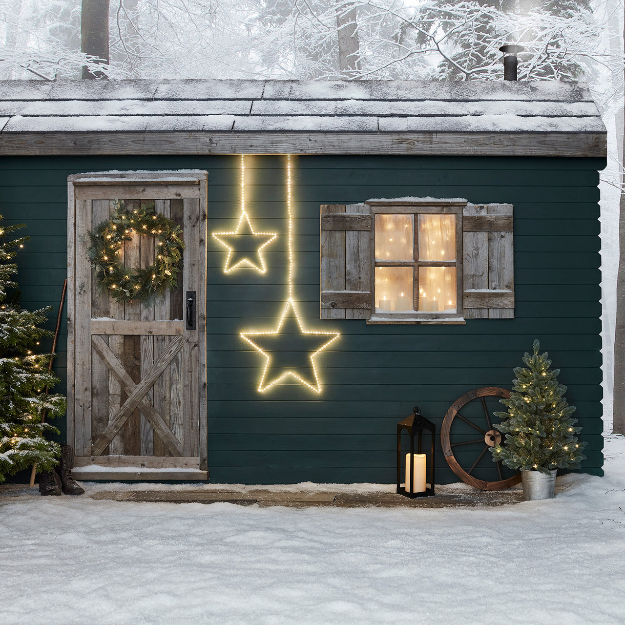 LED Stern Duo Weihnachtsbeleuchtung außen