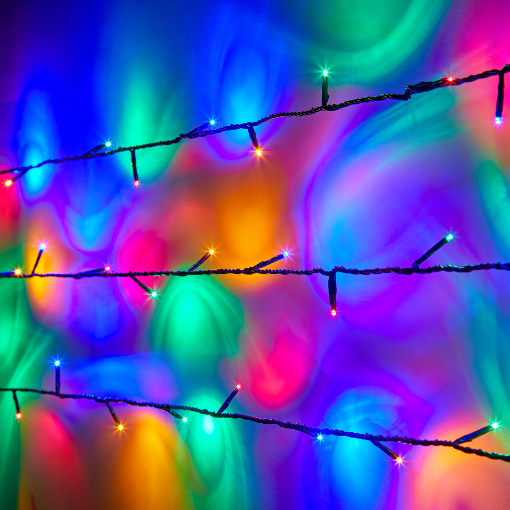 Essential Connect 50m 500er LED Lichterkette bunt koppelbar grünes Kabel