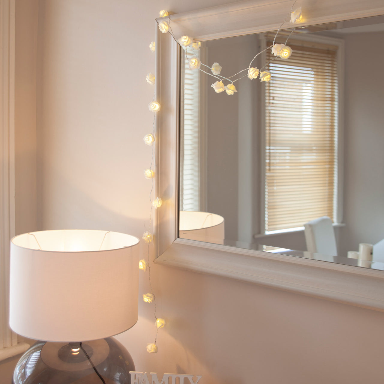 20er LED Rosen Lichterkette warmweiß batteriebetrieben