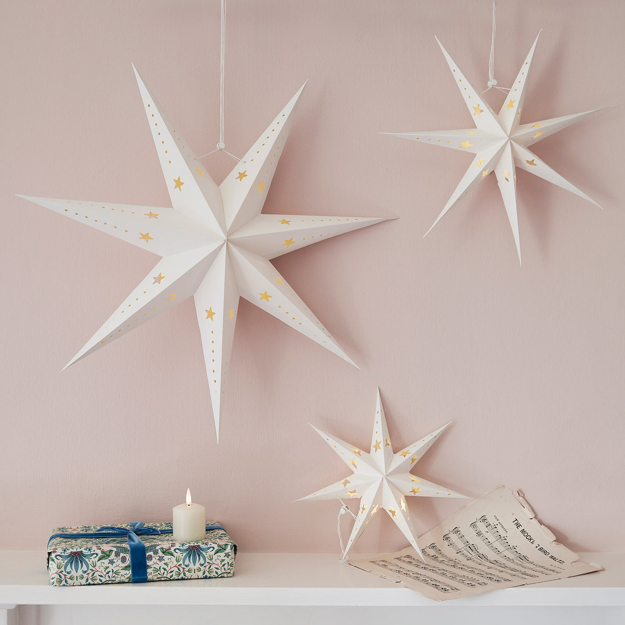 LED Sterne Trio aus Papier