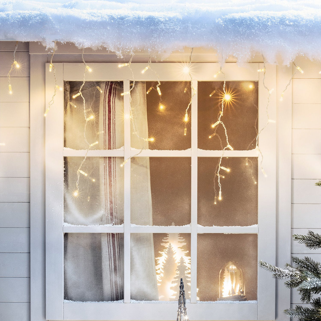Core Connect 10m 320er LED Eiszapfen Lichterkette warmweiß koppelbar transparentes Kabel