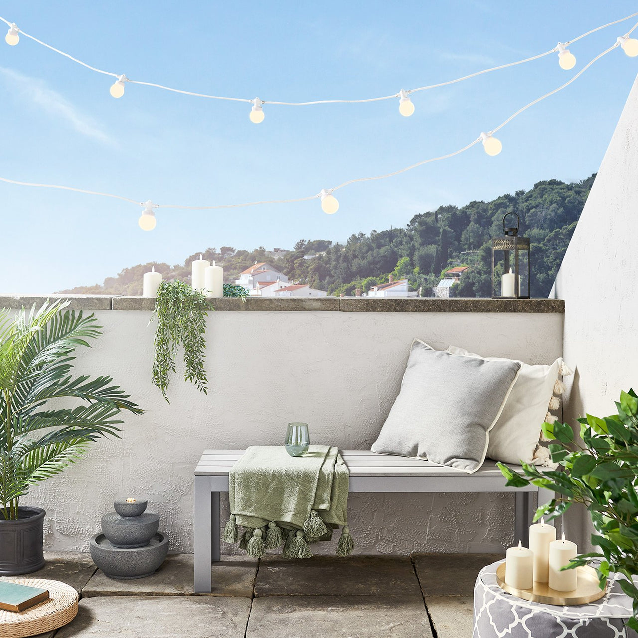 Pro Connect 50m 100er Party Lichterkette warmweiß koppelbar weißes Kabel